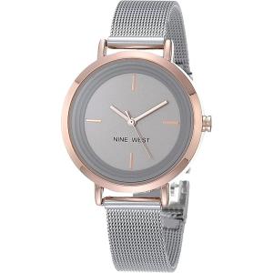 imageNine West Womens Mesh Bracelet WatchSilverRose GoldTone