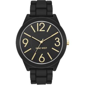 imageNine West Womens Metal Bracelet Watch with Rubberized CoatingBlack
