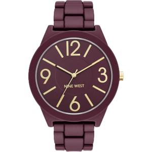 imageNine West Womens Metal Bracelet Watch with Rubberized CoatingBurgundy
