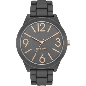 imageNine West Womens Metal Bracelet Watch with Rubberized CoatingGray