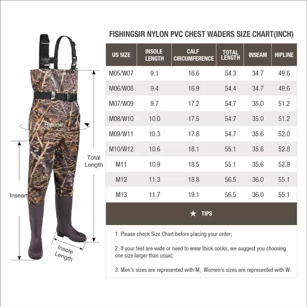 FISHINGSIR Fishing Waders for Men with Boots Womens Chest Waders Waterproof for Hunting with Wading Belt