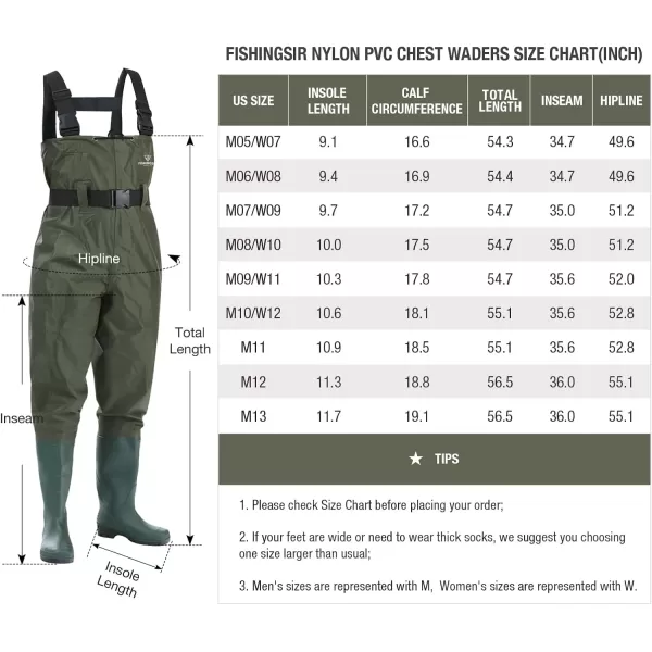 FISHINGSIR Fishing Waders for Men with Boots Womens Chest Waders Waterproof for Hunting with Wading Belt
