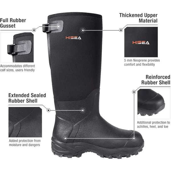HISEA Apollo Basic Hunting Boots for Men Waterproof Rubber Boots Rain Boots Neoprene Mens Boots