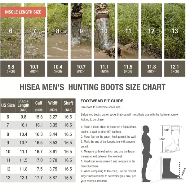 HISEA Apollo Basic Hunting Boots for Men Waterproof Rubber Boots Rain Boots Neoprene Mens Boots