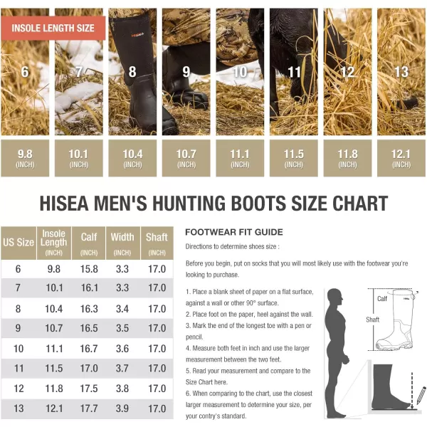 HISEA Apollo Basic Hunting Boots for Men Waterproof Rubber Boots Rain Boots Neoprene Mens Boots