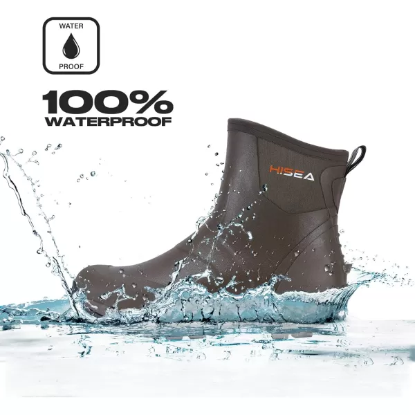 HISEA Excursion Pro Men's Rain Boots Ankle Height Rubber Neoprene Hunting Boots Waterproof Insulated Outdoor Work Booties for Hunting Gardening Farming Hiking Camping and Mud Working