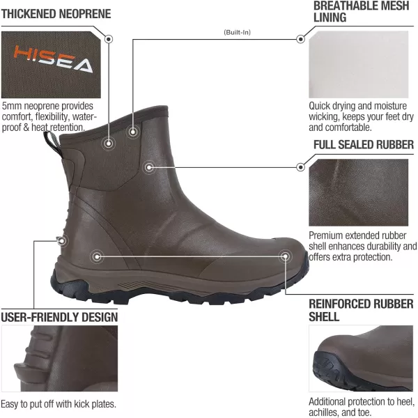 HISEA Excursion Pro Men's Rain Boots Ankle Height Rubber Neoprene Hunting Boots Waterproof Insulated Outdoor Work Booties for Hunting Gardening Farming Hiking Camping and Mud Working