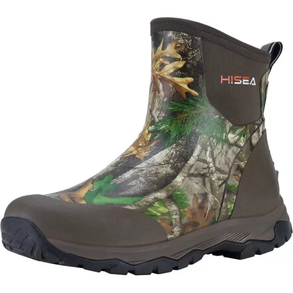 HISEA Excursion Pro Men's Rain Boots Ankle Height Rubber Neoprene Hunting Boots Waterproof Insulated Outdoor Work Booties for Hunting Gardening Farming Hiking Camping and Mud Working