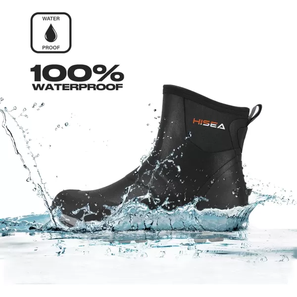 HISEA Excursion Pro Men's Rain Boots Ankle Height Rubber Neoprene Hunting Boots Waterproof Insulated Outdoor Work Booties for Hunting Gardening Farming Hiking Camping and Mud Working