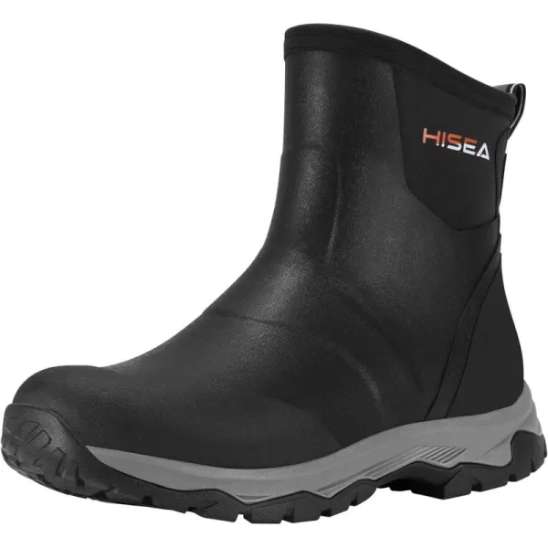 HISEA Excursion Pro Men's Rain Boots Ankle Height Rubber Neoprene Hunting Boots Waterproof Insulated Outdoor Work Booties for Hunting Gardening Farming Hiking Camping and Mud Working