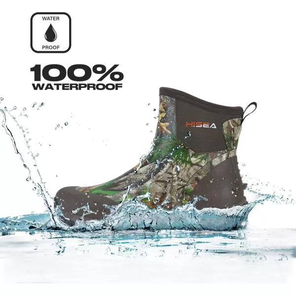 HISEA Excursion Pro Men's Rain Boots Ankle Height Rubber Neoprene Hunting Boots Waterproof Insulated Outdoor Work Booties for Hunting Gardening Farming Hiking Camping and Mud Working