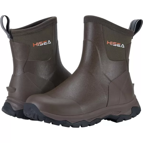 HISEA Excursion Pro Women's Rain Boots Ankle Height Rubber Neoprene Boots Waterproof Hiking Boots Outdoor Mud Shoes for Trekking Gardening Farming Camping Fishing and Yard Working