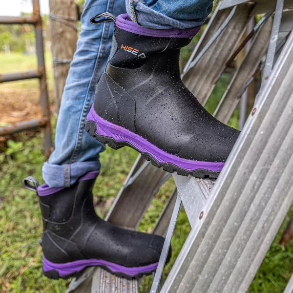 HISEA Excursion Pro Women's Rain Boots Ankle Height Rubber Neoprene Boots Waterproof Hiking Boots Outdoor Mud Shoes for Trekking Gardening Farming Camping Fishing and Yard Working