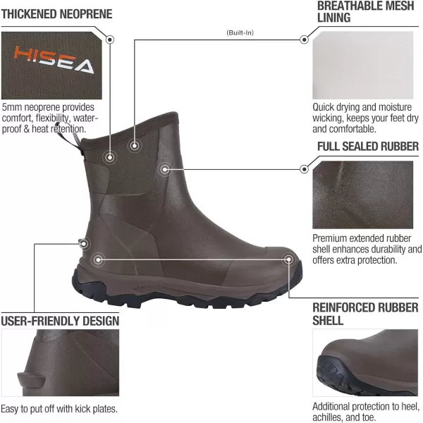 HISEA Excursion Pro Women's Rain Boots Ankle Height Rubber Neoprene Boots Waterproof Hiking Boots Outdoor Mud Shoes for Trekking Gardening Farming Camping Fishing and Yard Working