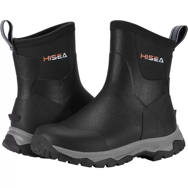 HISEA Excursion Pro Women's Rain Boots Ankle Height Rubber Neoprene Boots Waterproof Hiking Boots Outdoor Mud Shoes for Trekking Gardening Farming Camping Fishing and Yard Working