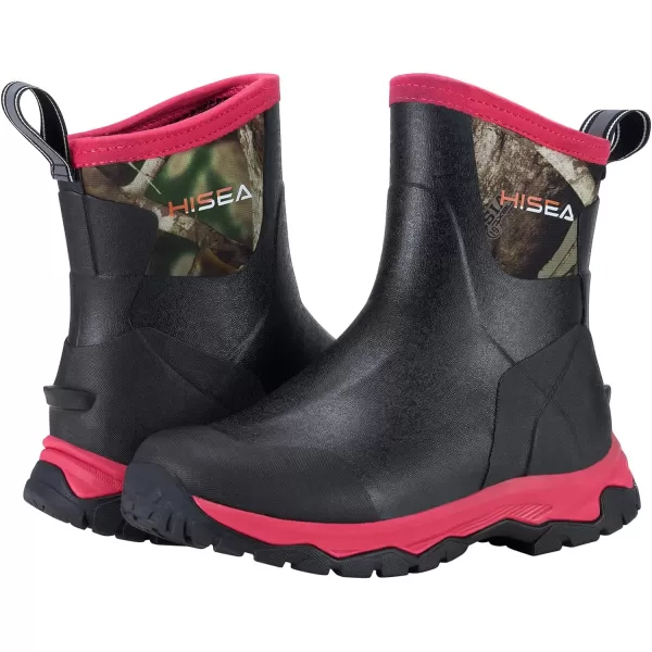 HISEA Excursion Pro Women's Rain Boots Ankle Height Rubber Neoprene Boots Waterproof Hiking Boots Outdoor Mud Shoes for Trekking Gardening Farming Camping Fishing and Yard Working