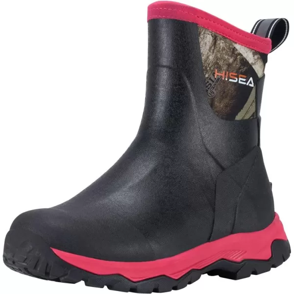 HISEA Excursion Pro Women's Rain Boots Ankle Height Rubber Neoprene Boots Waterproof Hiking Boots Outdoor Mud Shoes for Trekking Gardening Farming Camping Fishing and Yard Working