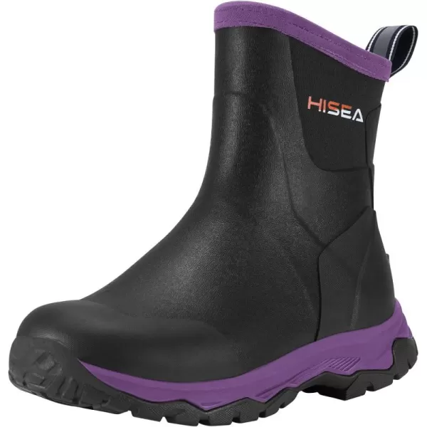 HISEA Excursion Pro Women's Rain Boots Ankle Height Rubber Neoprene Boots Waterproof Hiking Boots Outdoor Mud Shoes for Trekking Gardening Farming Camping Fishing and Yard Working