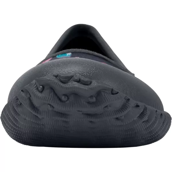 HISEA Flat Rain Shoes for Women Garden Shoes Waterproof Mud Shoes Walking Working Shoes Anti-Slip Black Flower