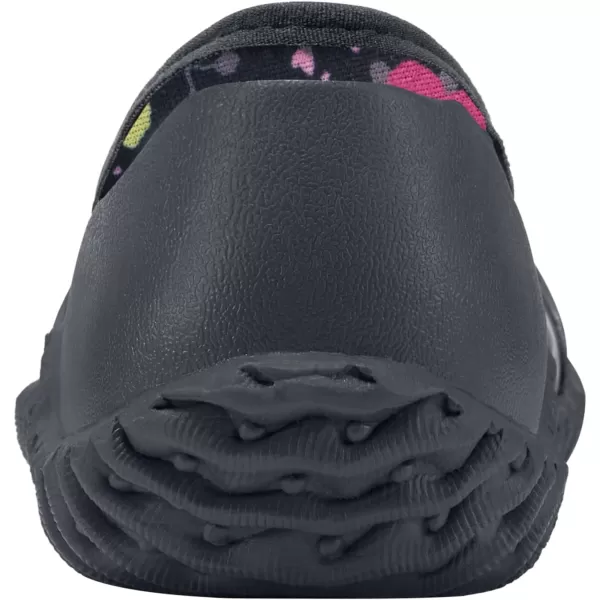 HISEA Flat Rain Shoes for Women Garden Shoes Waterproof Mud Shoes Walking Working Shoes Anti-Slip Black Flower