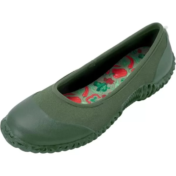 HISEA Flat Rain Shoes for Women Garden Shoes Waterproof Mud Shoes Walking Working Shoes Anti-Slip Green