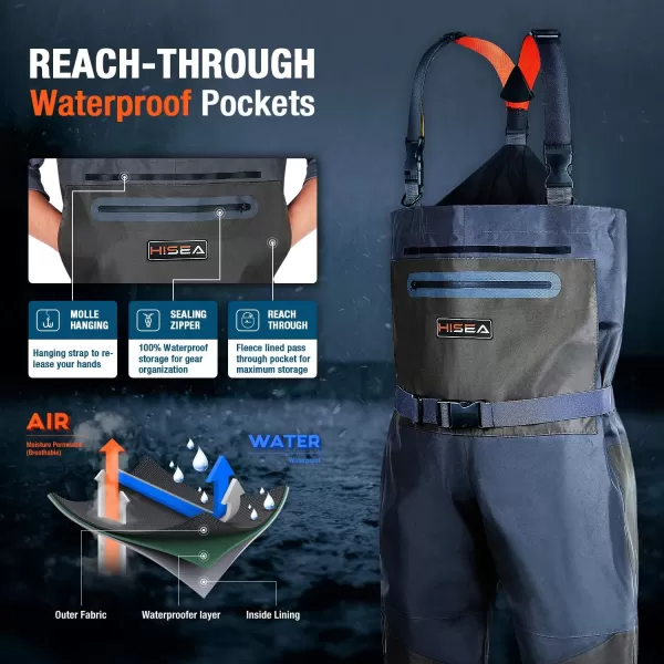 HISEA Fly Fishing Chest Waders Breathable Stocking Foot Wader Without Boots for Men Women