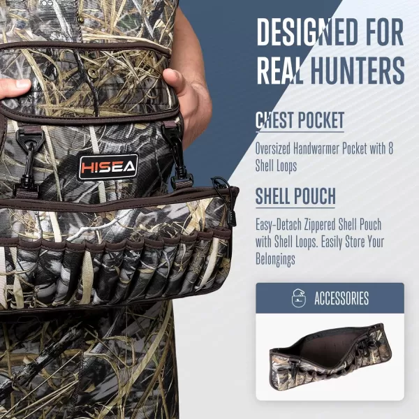 HISEA Hunting Waders Camo Neoprene Chest Waders for Men and Women with 1600G Insulated Rubber Boots Durable &amp; Warm