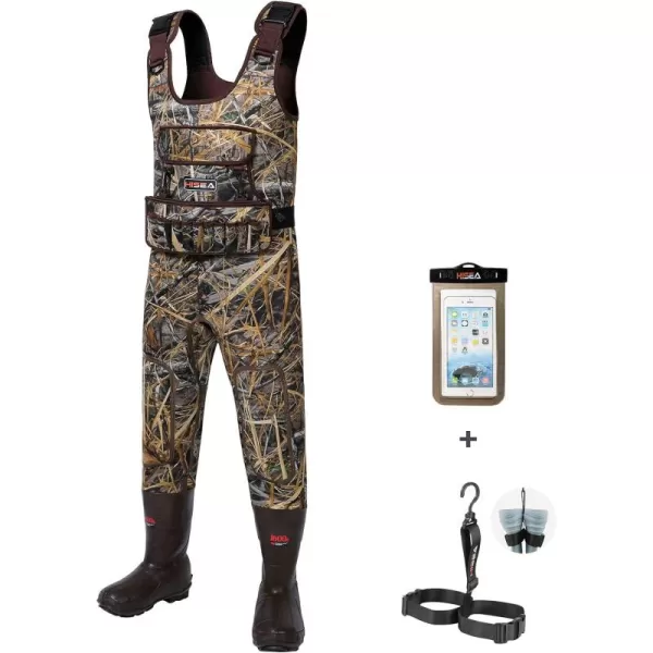 HISEA Hunting Waders Camo Neoprene Chest Waders for Men and Women with 1600G Insulated Rubber Boots Durable &amp; Warm