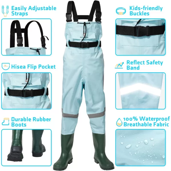 HISEA Kids Chest Waders Youth Fishing Waders for Toddler Children Waterproof Hunting Waders with Boots &amp; Reflect Safety Band