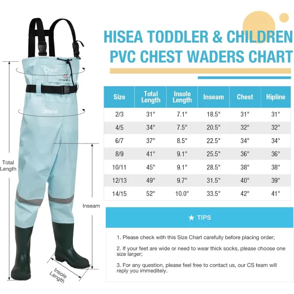 HISEA Kids Chest Waders Youth Fishing Waders for Toddler Children Waterproof Hunting Waders with Boots &amp; Reflect Safety Band
