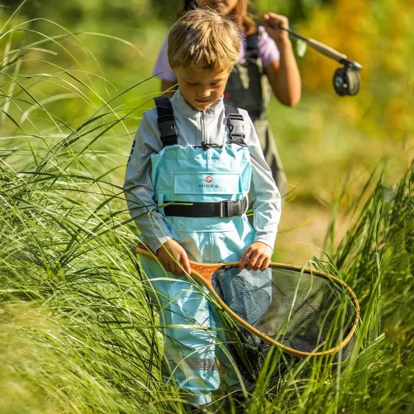HISEA Kids Chest Waders Youth Fishing Waders for Toddler Children Waterproof Hunting Waders with Boots &amp; Reflect Safety Band