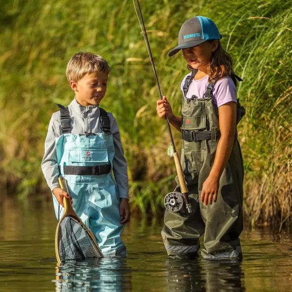 HISEA Kids Chest Waders Youth Fishing Waders for Toddler Children Waterproof Hunting Waders with Boots &amp; Reflect Safety Band