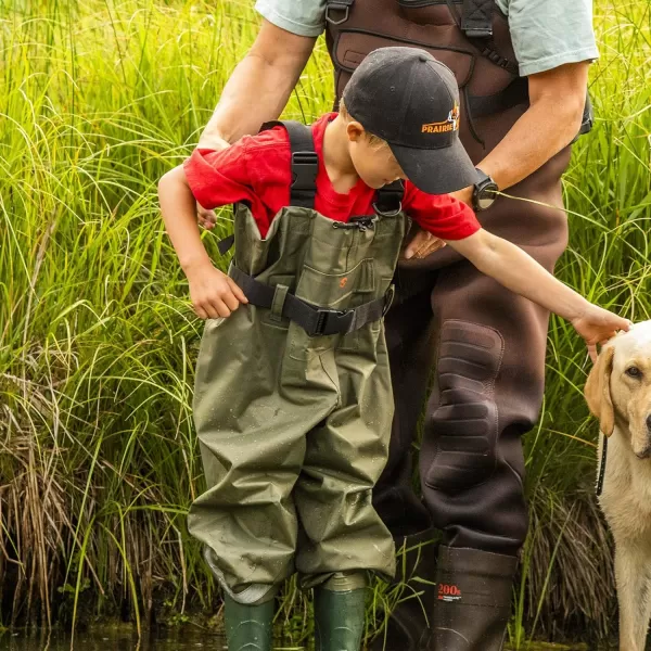 HISEA Kids Chest Waders Youth Fishing Waders for Toddler Children Waterproof Hunting Waders with Boots &amp; Reflect Safety Band