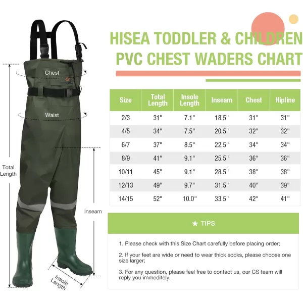 HISEA Kids Chest Waders Youth Fishing Waders for Toddler Children Waterproof Hunting Waders with Boots &amp; Reflect Safety Band