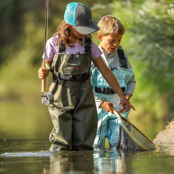 HISEA Kids Chest Waders Youth Fishing Waders for Toddler Children Waterproof Hunting Waders with Boots &amp; Reflect Safety Band