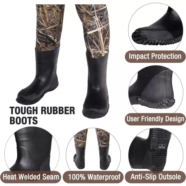 HISEA Kids Chest Waders for Toddler &amp; Children Neoprene Youth Duck Hunting Waders for Kids Boys Girls with Insulated Boots - Brown)