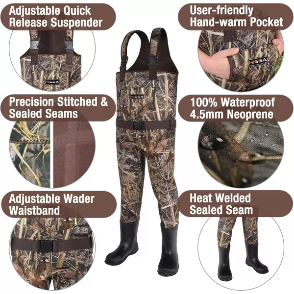 HISEA Kids Chest Waders for Toddler &amp; Children Neoprene Youth Duck Hunting Waders for Kids Boys Girls with Insulated Boots - Brown)