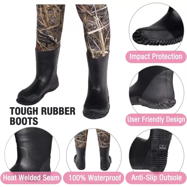 HISEA Kids Chest Waders for Toddler &amp; Children Neoprene Youth Duck Hunting Waders for Kids Boys Girls with Insulated Boots - Pink)