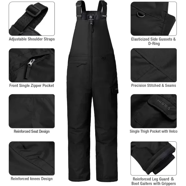 HISEA Kids Insulated Bibs Snow Bib Overalls Winter Warm Ski Bibs for Girls and Boys Ski Pants Water Resistant Skiing Bibs