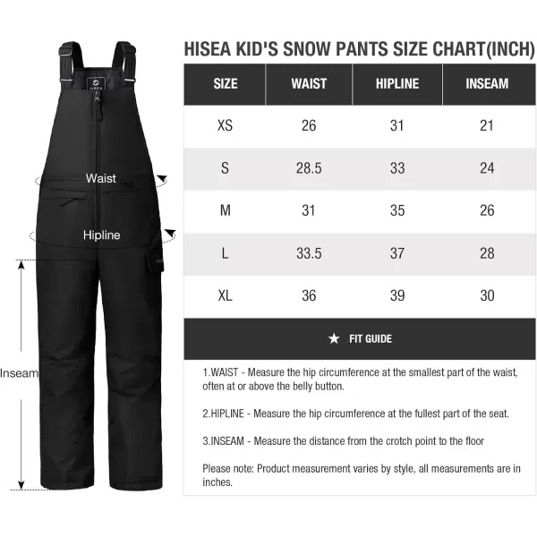 HISEA Kids Insulated Bibs Snow Bib Overalls Winter Warm Ski Bibs for Girls and Boys Ski Pants Water Resistant Skiing Bibs