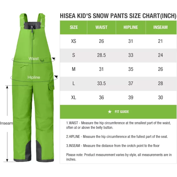 HISEA Kids Insulated Bibs Snow Bib Overalls Winter Warm Ski Bibs for Girls and Boys Ski Pants Water Resistant Skiing Bibs