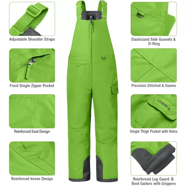 HISEA Kids Insulated Bibs Snow Bib Overalls Winter Warm Ski Bibs for Girls and Boys Ski Pants Water Resistant Skiing Bibs