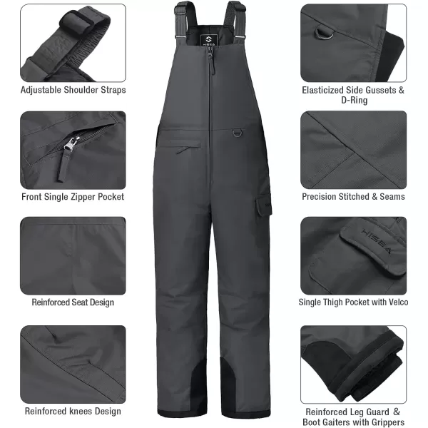HISEA Kids Insulated Bibs Snow Bib Overalls Winter Warm Ski Bibs for Girls and Boys Ski Pants Water Resistant Skiing Bibs