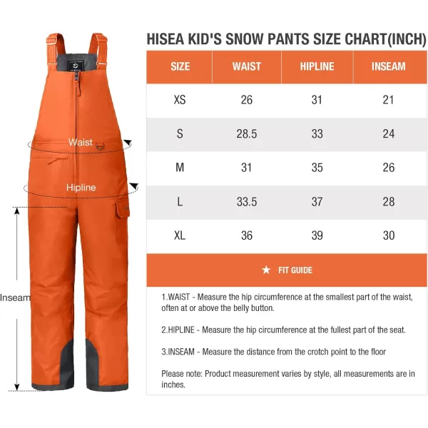 HISEA Kids Insulated Bibs Snow Bib Overalls Winter Warm Ski Bibs for Girls and Boys Ski Pants Water Resistant Skiing Bibs