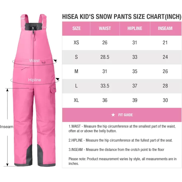 HISEA Kids Insulated Bibs Snow Bib Overalls Winter Warm Ski Bibs for Girls and Boys Ski Pants Water Resistant Skiing Bibs
