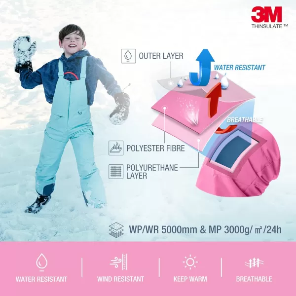 HISEA Kids Insulated Bibs Snow Bib Overalls Winter Warm Ski Bibs for Girls and Boys Ski Pants Water Resistant Skiing Bibs