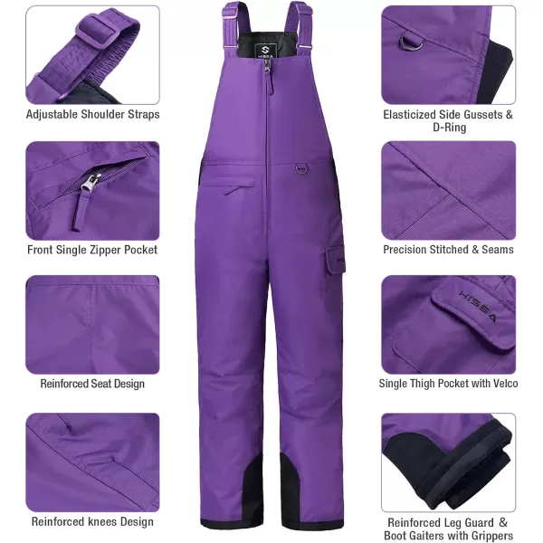 HISEA Kids Insulated Bibs Snow Bib Overalls Winter Warm Ski Bibs for Girls and Boys Ski Pants Water Resistant Skiing Bibs
