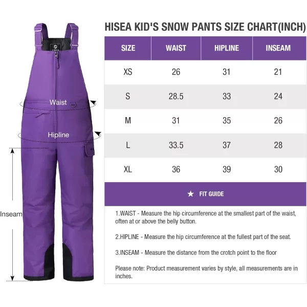 HISEA Kids Insulated Bibs Snow Bib Overalls Winter Warm Ski Bibs for Girls and Boys Ski Pants Water Resistant Skiing Bibs