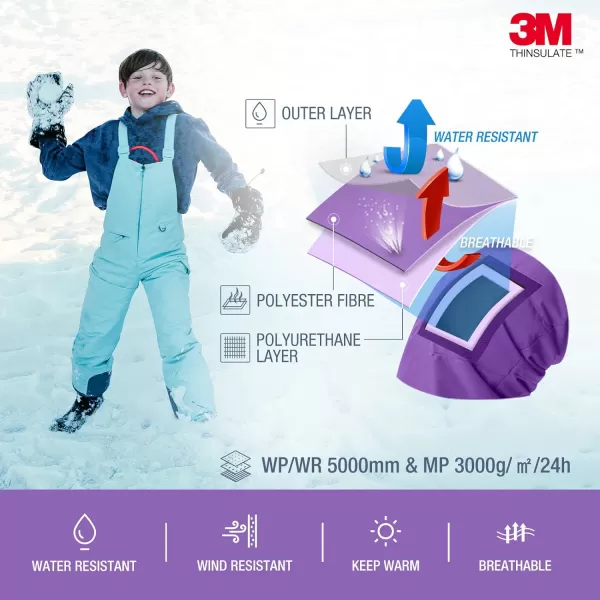 HISEA Kids Insulated Bibs Snow Bib Overalls Winter Warm Ski Bibs for Girls and Boys Ski Pants Water Resistant Skiing Bibs