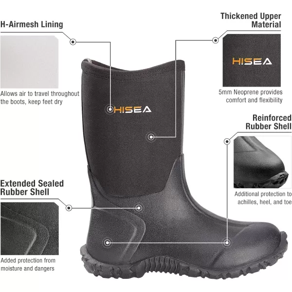 HISEA Kids Rain Boots Waterproof Youth Neoprene Rubber Rainboots for Toddlers Kid Boys &amp; Girls